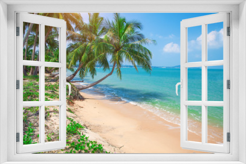 Fototapeta Naklejka Na Ścianę Okno 3D - tropical beach with coconut palm