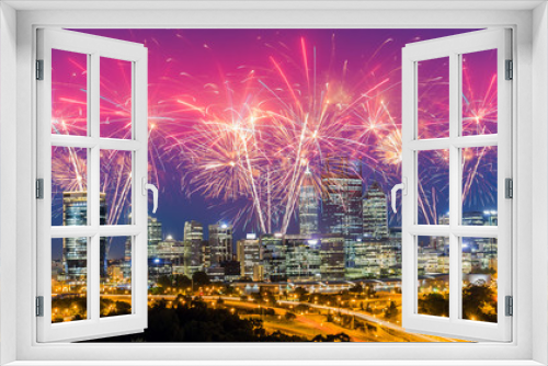 Fototapeta Naklejka Na Ścianę Okno 3D - Spectacular Fireworks over Perth Skyline