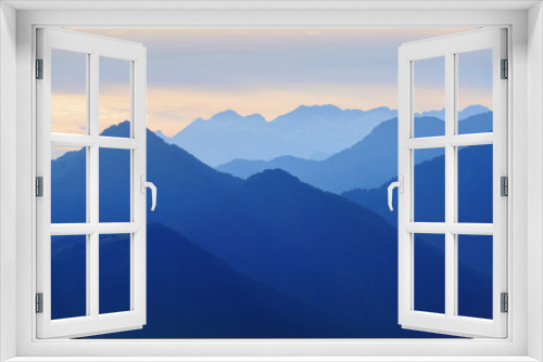 Fototapeta Naklejka Na Ścianę Okno 3D - Evening mountains in blue tonality