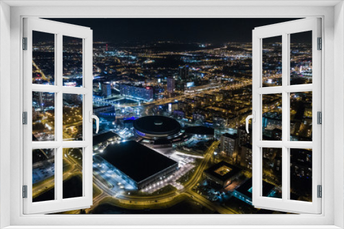 Fototapeta Naklejka Na Ścianę Okno 3D - Nocna panorama miasto katowice