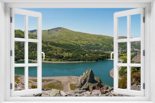 Fototapeta Naklejka Na Ścianę Okno 3D - View from Dinorwic Quarry, Gwynedd, Wales, UK - with Llyn Peris, the Dinorwig Power Station Facilities and Llanberis in the background