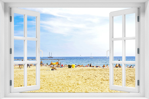 Fototapeta Naklejka Na Ścianę Okno 3D - Playa de la Barceloneta en Barcelona, Catalunya, España