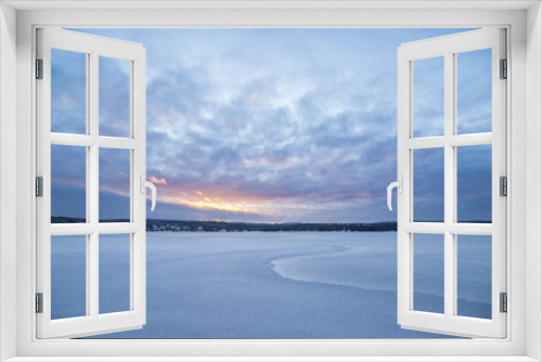Fototapeta Naklejka Na Ścianę Okno 3D - Beautiful blue moment next to lake in winter landscape from Finland