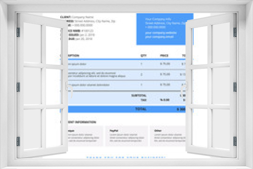 Blue invoice template design vector