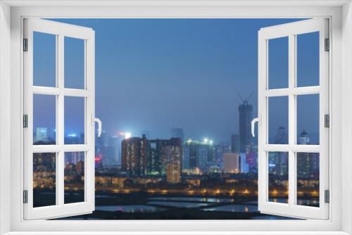 Fototapeta Naklejka Na Ścianę Okno 3D - Panorama of Skyline of Shenzhen City, China at dusk