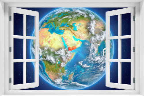 Fototapeta Naklejka Na Ścianę Okno 3D - Yemen on planet Earth in space