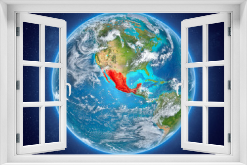 Fototapeta Naklejka Na Ścianę Okno 3D - Mexico on planet Earth in space