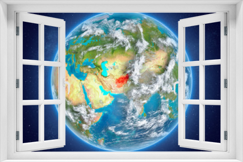 Fototapeta Naklejka Na Ścianę Okno 3D - Afghanistan on planet Earth in space