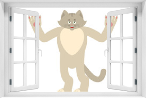 Fototapeta Naklejka Na Ścianę Okno 3D - Cat happy. Pet merry emotions. kitty Joyful. Vector illustration