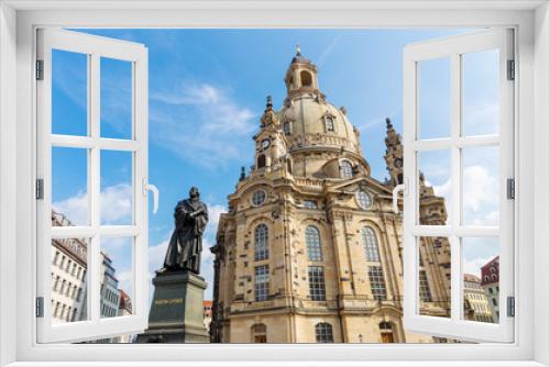 Frauenkirche with Martin Luther statue in Dresden, Saxony, Germany