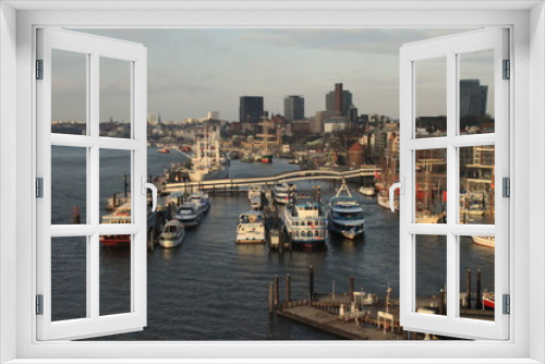 Fototapeta Naklejka Na Ścianę Okno 3D - Hamburger Hafenszene
