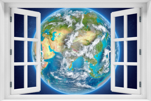 Fototapeta Naklejka Na Ścianę Okno 3D - Nepal on planet Earth in space