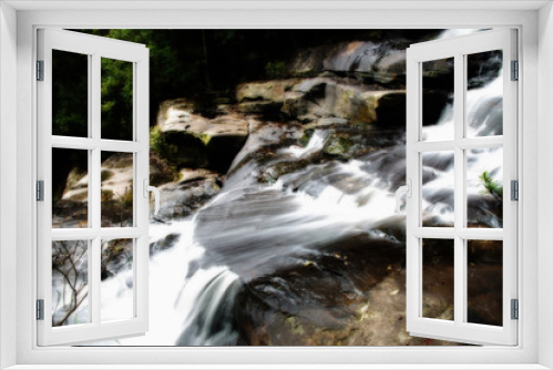 Fototapeta Naklejka Na Ścianę Okno 3D - White waterfall in the forest.