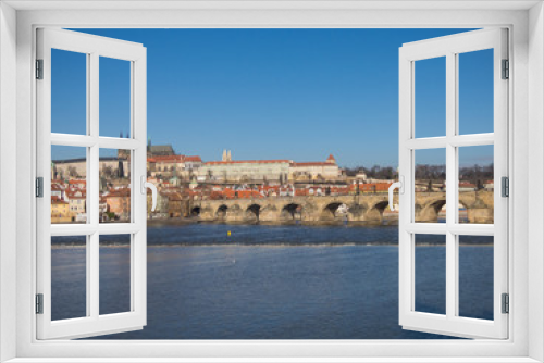 Fototapeta Naklejka Na Ścianę Okno 3D - Prague panorama with Vltava river, Czech Republic