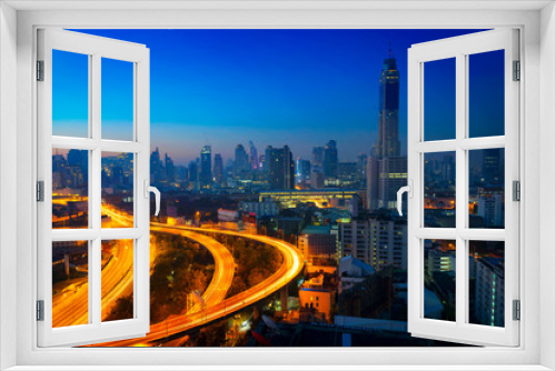 Fototapeta Naklejka Na Ścianę Okno 3D - Bangkok cityscape at morning