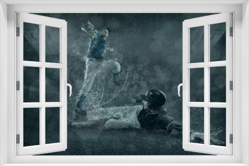 Fototapeta Naklejka Na Ścianę Okno 3D - Baseball players in action under water