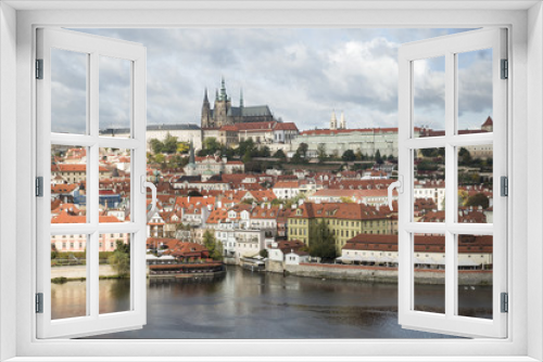 Fototapeta Naklejka Na Ścianę Okno 3D - View of Mala Strana and Prague castle over Vltava river