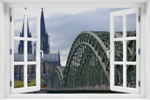 Fototapeta Naklejka Na Ścianę Okno 3D - Cologne Cathedral and Hohenzollern Bridge, Cologne, Germany