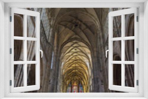 Interior of St. Vitus Cathedral at Prague Castle. Prague, Czech Republic..