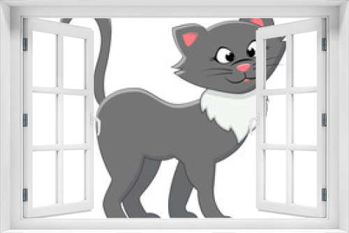 Fototapeta Naklejka Na Ścianę Okno 3D - Cute cartoon cat. Vector illustration isolated on white background.