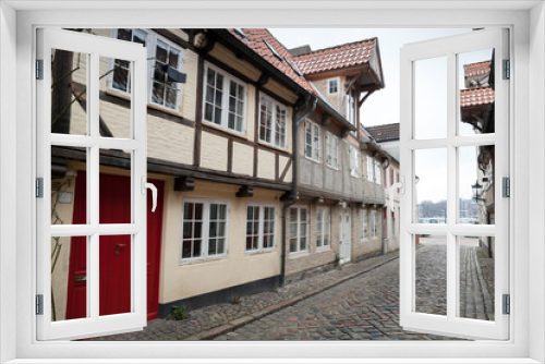 Fototapeta Naklejka Na Ścianę Okno 3D - Old town street. Flensburg, Germany