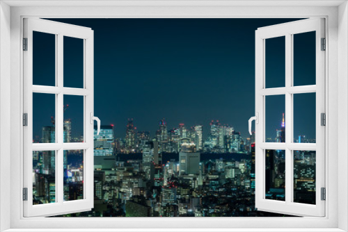 Fototapeta Naklejka Na Ścianę Okno 3D - 東京の夜景　渋谷、新宿と夜空１