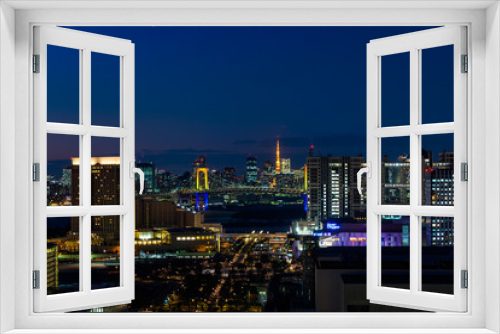 Fototapeta Naklejka Na Ścianę Okno 3D - お台場からの東京の夜景