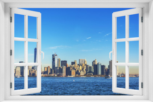 Fototapeta Naklejka Na Ścianę Okno 3D - New York City skyline from Liberty island