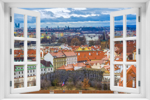 View from above to tiled roofs of old town, Prague, Czech republ
