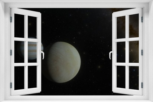 Fototapeta Naklejka Na Ścianę Okno 3D - Europa Moon and Planet Jupiter Orbit