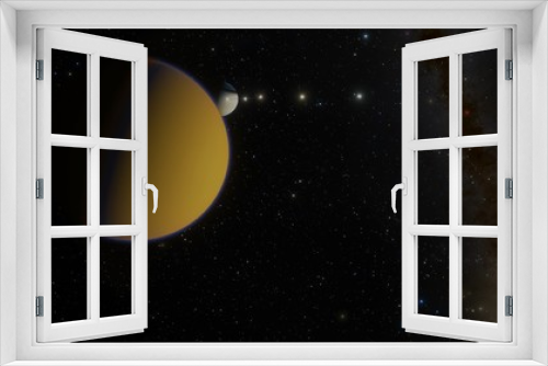 Fototapeta Naklejka Na Ścianę Okno 3D - Titan Moon of Saturn Flyby 1