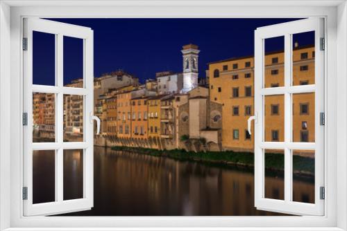 Fototapeta Naklejka Na Ścianę Okno 3D - Quay of the Arno River at night in Florence