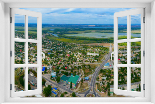 Fototapeta Naklejka Na Ścianę Okno 3D - View from the height of the town of Alyoshki. Kherson region..