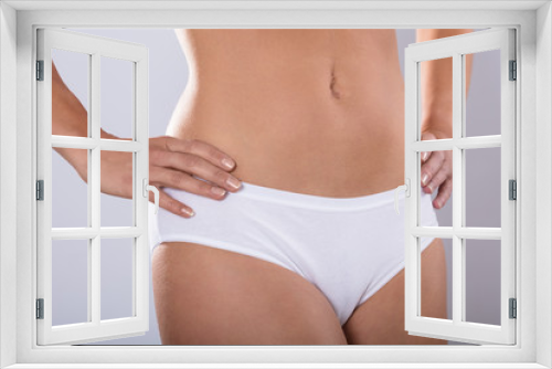 Woman body in white cotton underwear