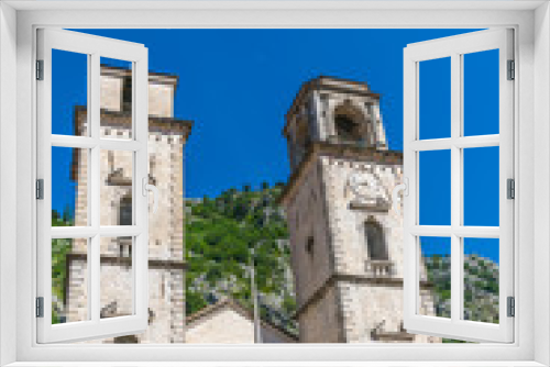 Fototapeta Naklejka Na Ścianę Okno 3D - On the square in the city of Kotor is located the Cathedral of St. Typhon.