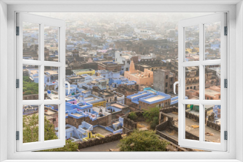 Fototapeta Naklejka Na Ścianę Okno 3D - view from Garh Palace over the blue houses of Bundi, Rajasthan