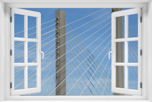 Fototapeta Naklejka Na Ścianę Okno 3D - Detail of suspension bridge