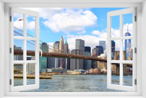 Fototapeta Naklejka Na Ścianę Okno 3D - New York City Brooklyn Bridge panorama with Manhattan skyline
