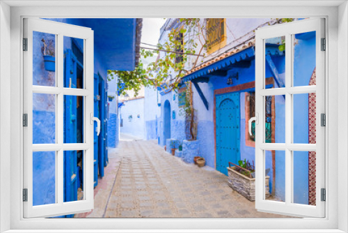 Fototapeta Naklejka Na Ścianę Okno 3D - Beautiful street of blue medina in city Chefchaouen,  Morocco, Africa.