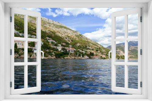 Fototapeta Naklejka Na Ścianę Okno 3D - Beautiful view of the Adriatic Sea in Croatia in southern Dalmatia with mountains in the background