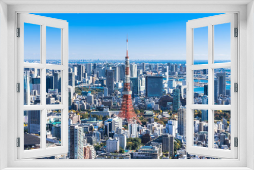Fototapeta Naklejka Na Ścianę Okno 3D - 東京　都市風景