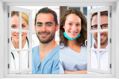 Portrait collection of different people working on medical domain on high definition