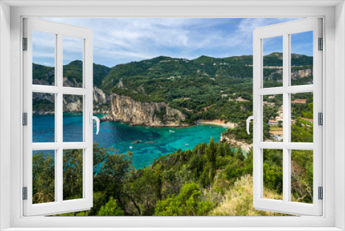 Fototapeta Naklejka Na Ścianę Okno 3D - Scenic view on Paleokastritsa bay in Corfu, Greece.