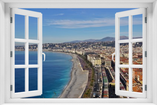 Fototapeta Naklejka Na Ścianę Okno 3D - View of the Promenade des Anglais along the Mediterranean Sea in Nice, France
