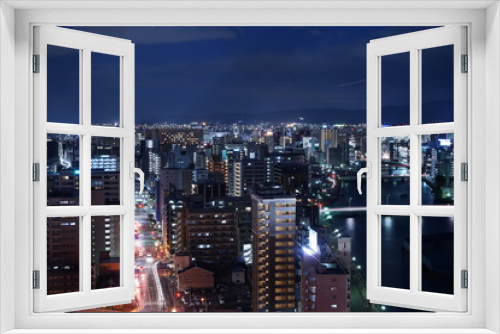 Fototapeta Naklejka Na Ścianę Okno 3D - 福岡ポートタワーからの福岡市　都市風景　夜景