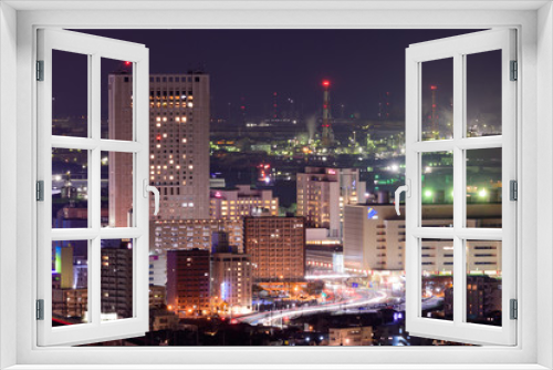 Fototapeta Naklejka Na Ścianę Okno 3D - 地方都市の夜景（福岡県北九州市）