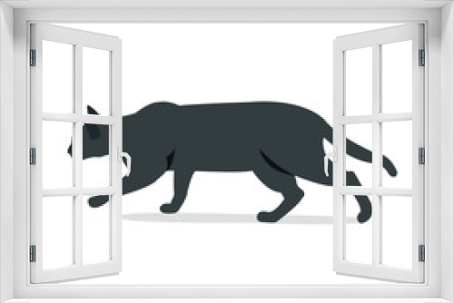 Fototapeta Naklejka Na Ścianę Okno 3D - Black cat hunting with isolated white background vector illustration.Black cat in front of a white background