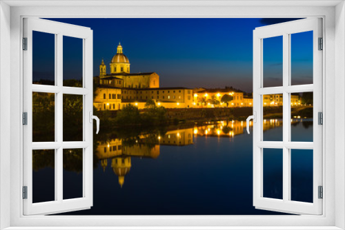 Night view of the river in Florence Italy