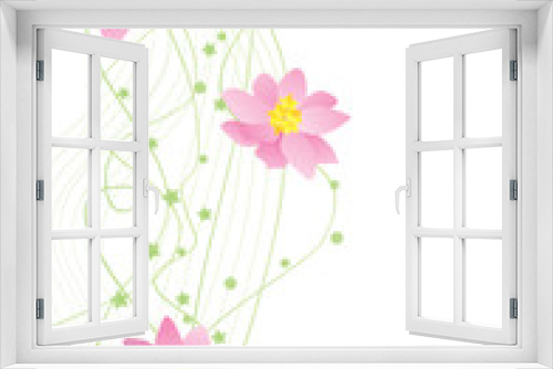Fototapeta Naklejka Na Ścianę Okno 3D - vector flower green corner on white backdrop