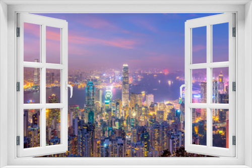 Fototapeta Naklejka Na Ścianę Okno 3D - Hong Kong city skyline with Victoria Harbor view
